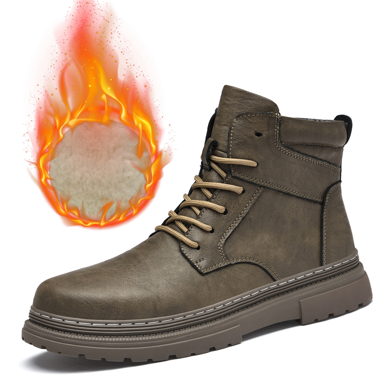 Waterproof Winter Boot - Warm Winter Men Leather Shoes Rubber