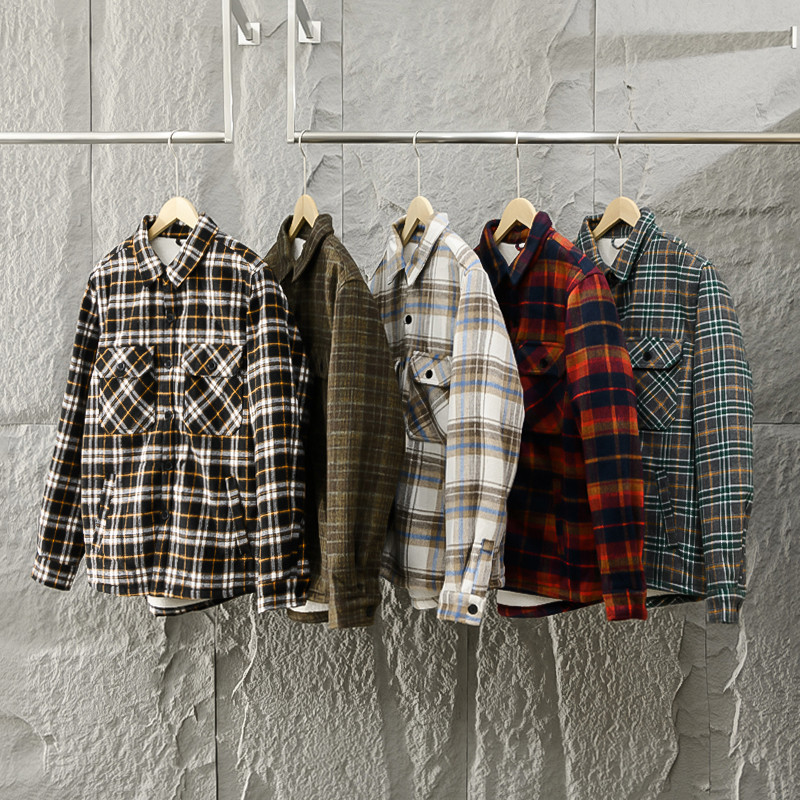 Flannel Shirt Lined - Men's Autumn Winter Plaid Flannel Fleece