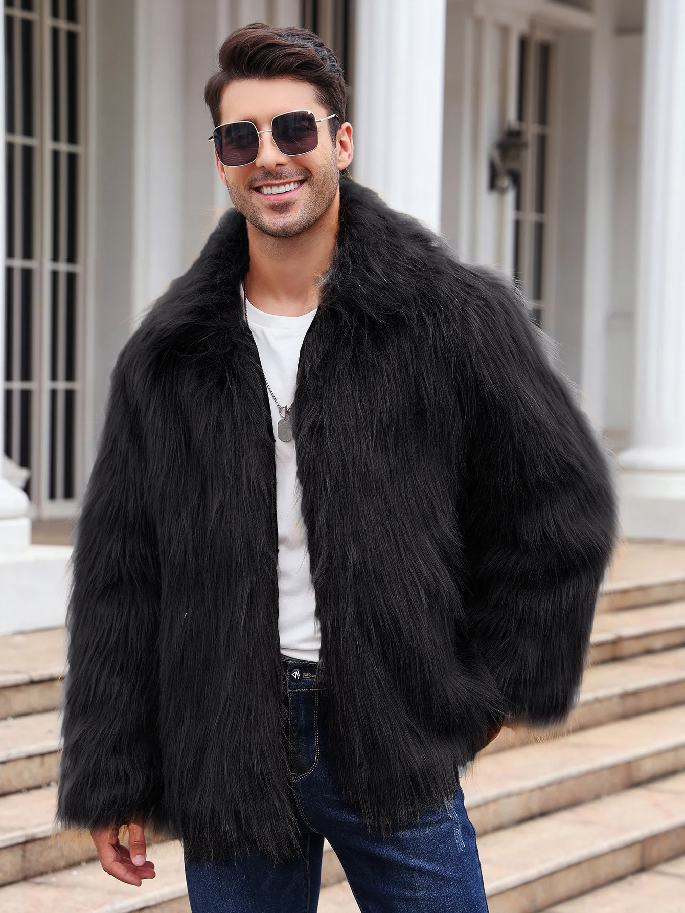 Men Faux Fox Fur Jacket Coat W - đánh giá và giá Down Jacket Packable